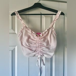 Sugar Thrillz Soft Pink Lace-Trimmed Cami Crop Top